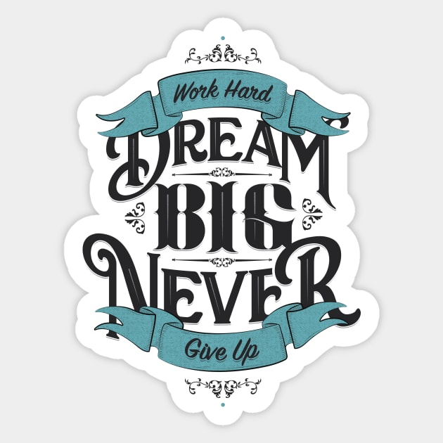 WORK HARD DREAM BIG NEVER GIVE UP Sticker by snevi